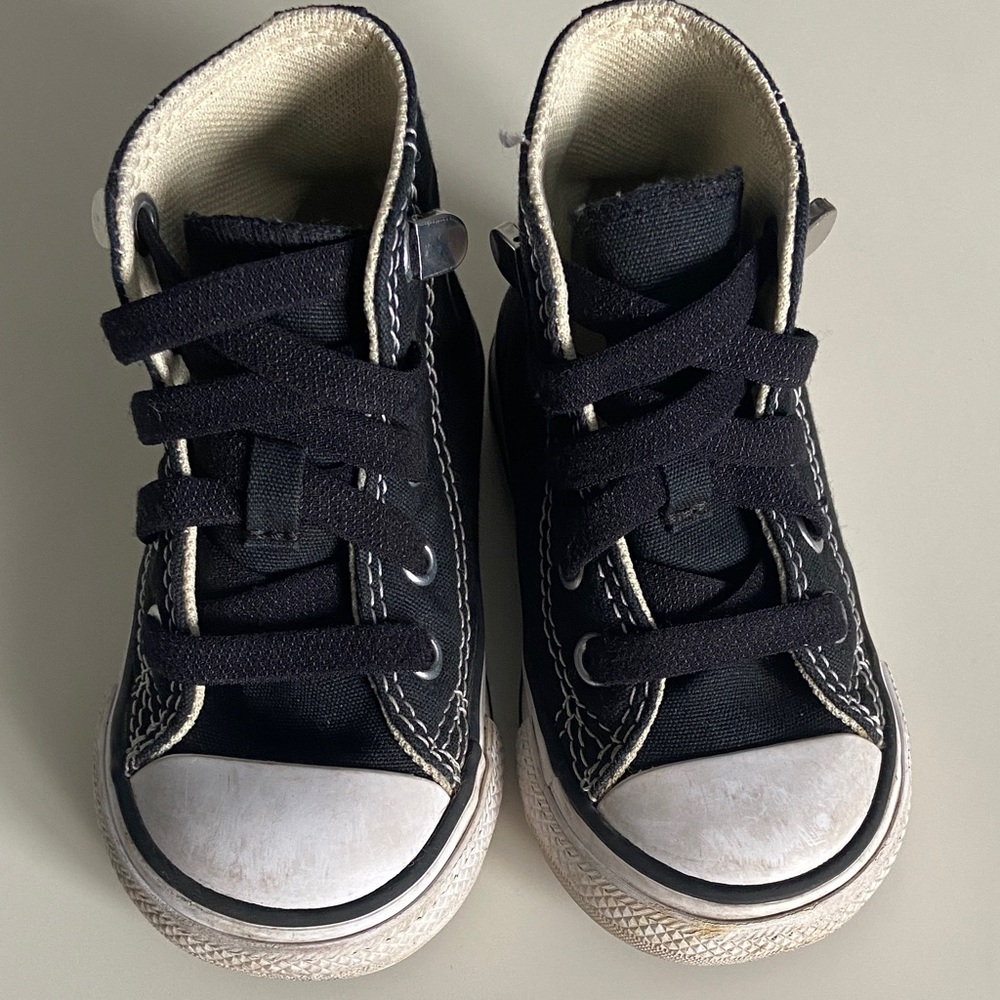Stylish Kids Black and White High-Top Sneakers